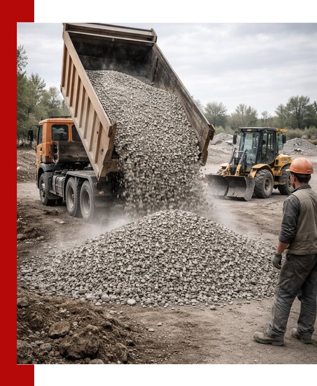 Доставка щебня в Новошахтинске крупными и мелкими фракциями