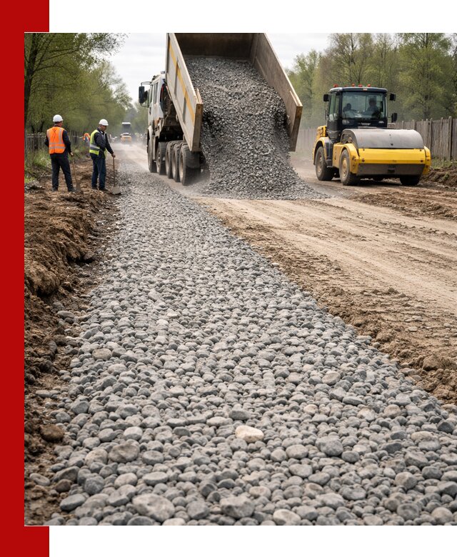 Доставка щебня для отсыпки дорог в Новошахтинске высокого качества