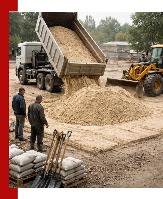 Доставка мытого песка в Новошахтинске с самосвалами по выгодной цене