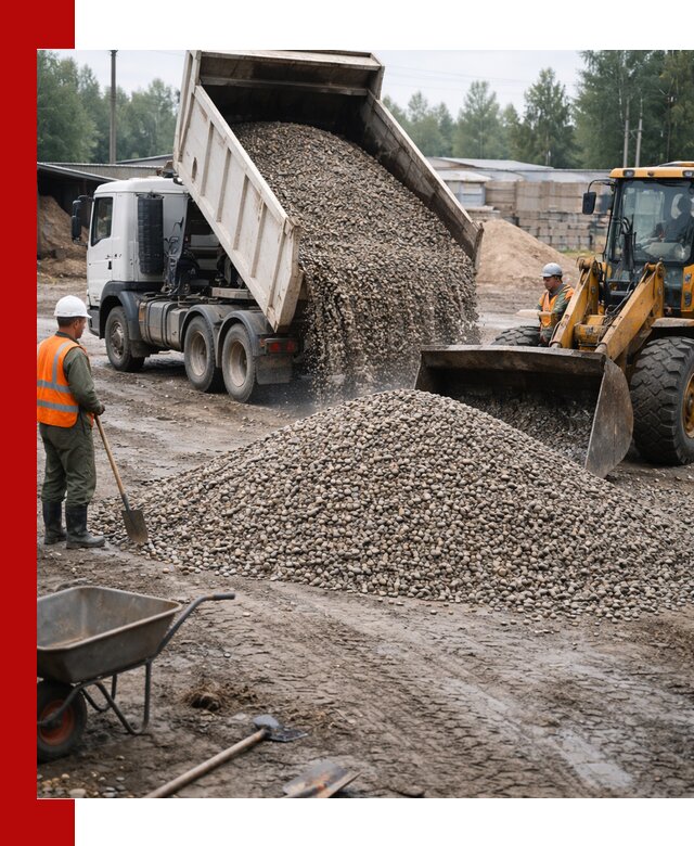 Мытый гравий с доставкой в Новошахтинске от карьера до участка