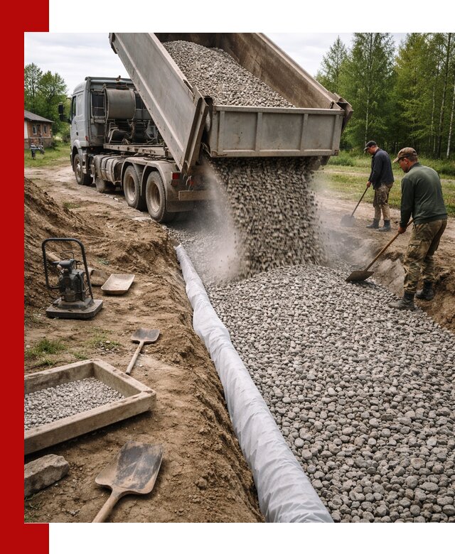 Гравий для дренажа с доставкой в Новошахтинске качественный и недорогой