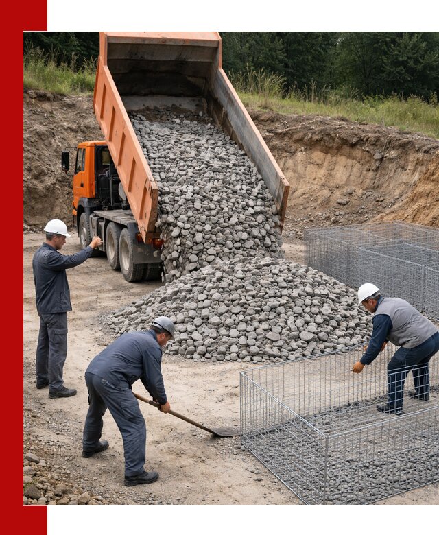 Камень для габионов с доставкой в Новошахтинске быстро и надёжно