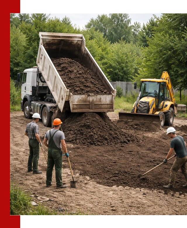Доставка и укладка грунта для выравнивания участка в Новошахтинске