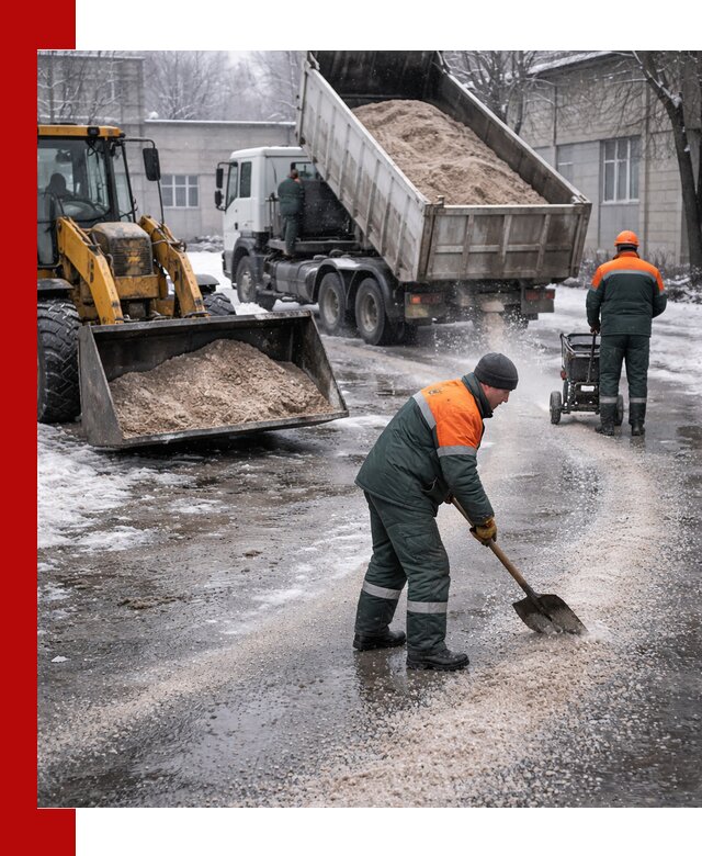 Реагент против гололеда с доставкой и нанесением в Новошахтинске