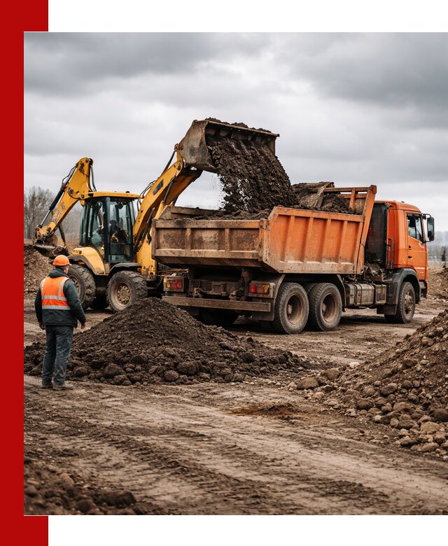 Вывоз грунта и строительного мусора в Новошахтинске грузовыми самосвалами