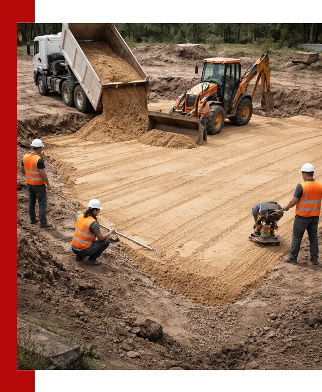 Устройство песчаной подушки для фундаментов и дорог в Новошахтинске